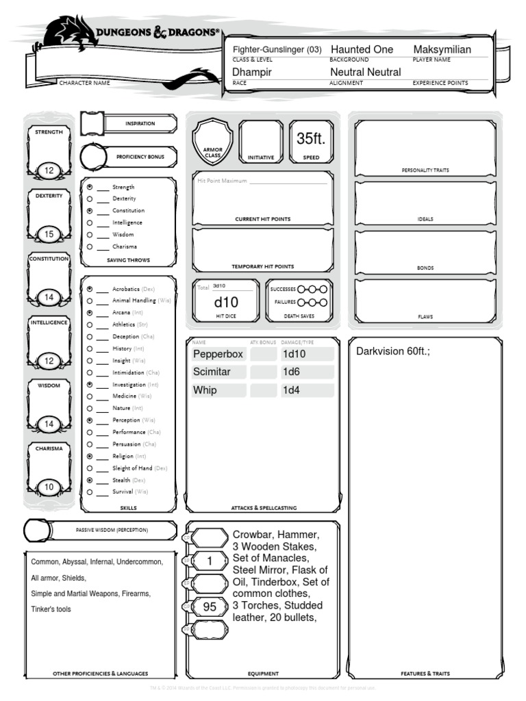 5E CharacterSheet Fillable | PDF | Role Playing | Gaming