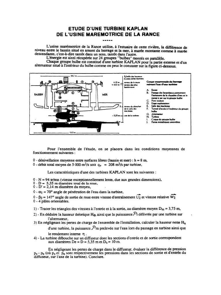 Analyse de la turbine Kaplan de la Rance | PDF