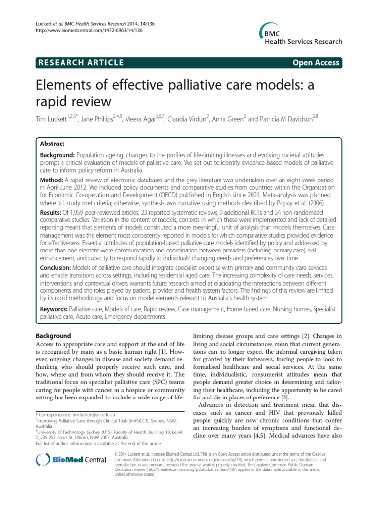 Elements of Effective Palliative Care Models: A Rapid Review | PDF ...