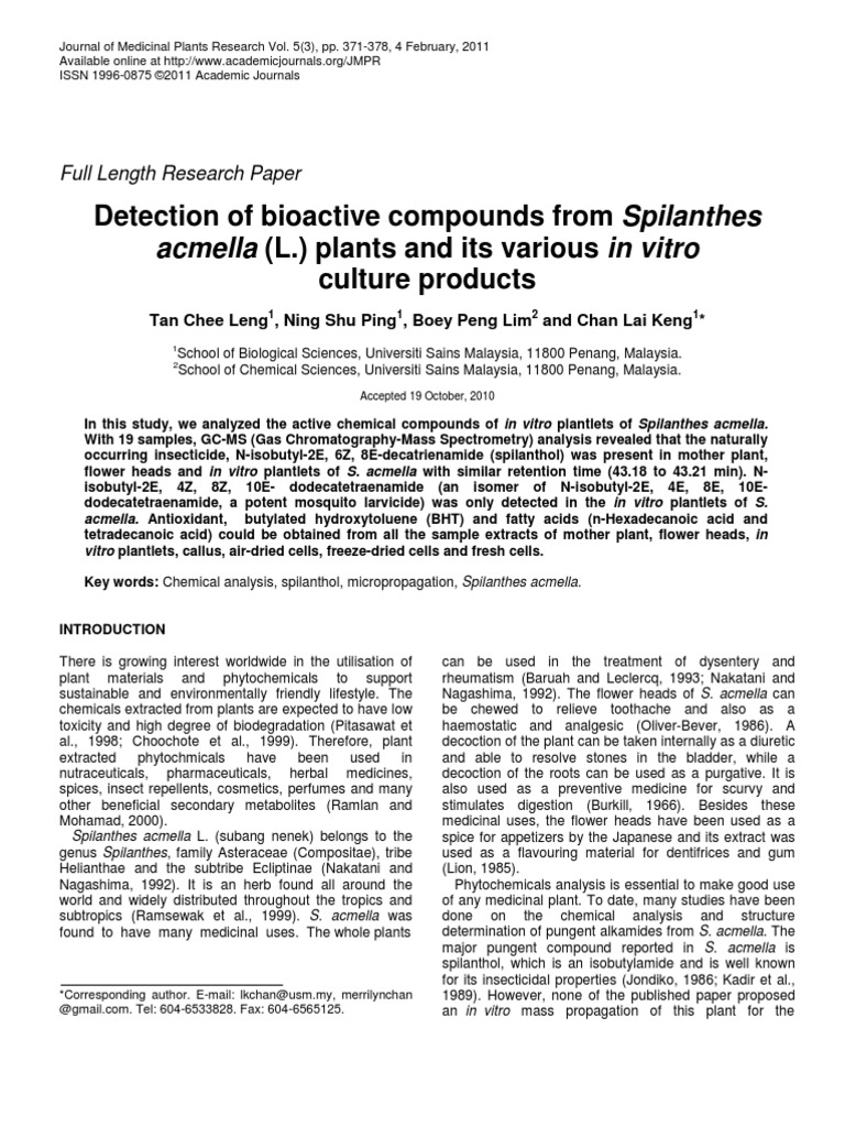 Detection of Bioactive Compounds GC MS | PDF | Gas Chromatography–Mass ...