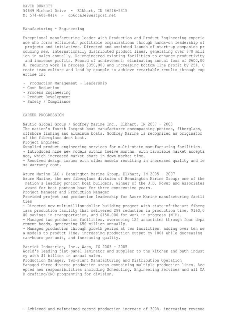 Plant Manager or Production Manager or Production Supervisor PDF