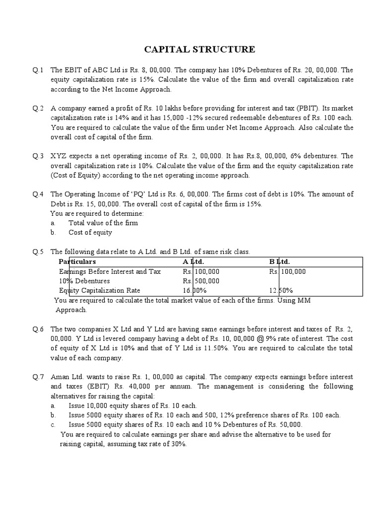 Capital Structure Analysis and Valuation | PDF | Cost Of Capital ...