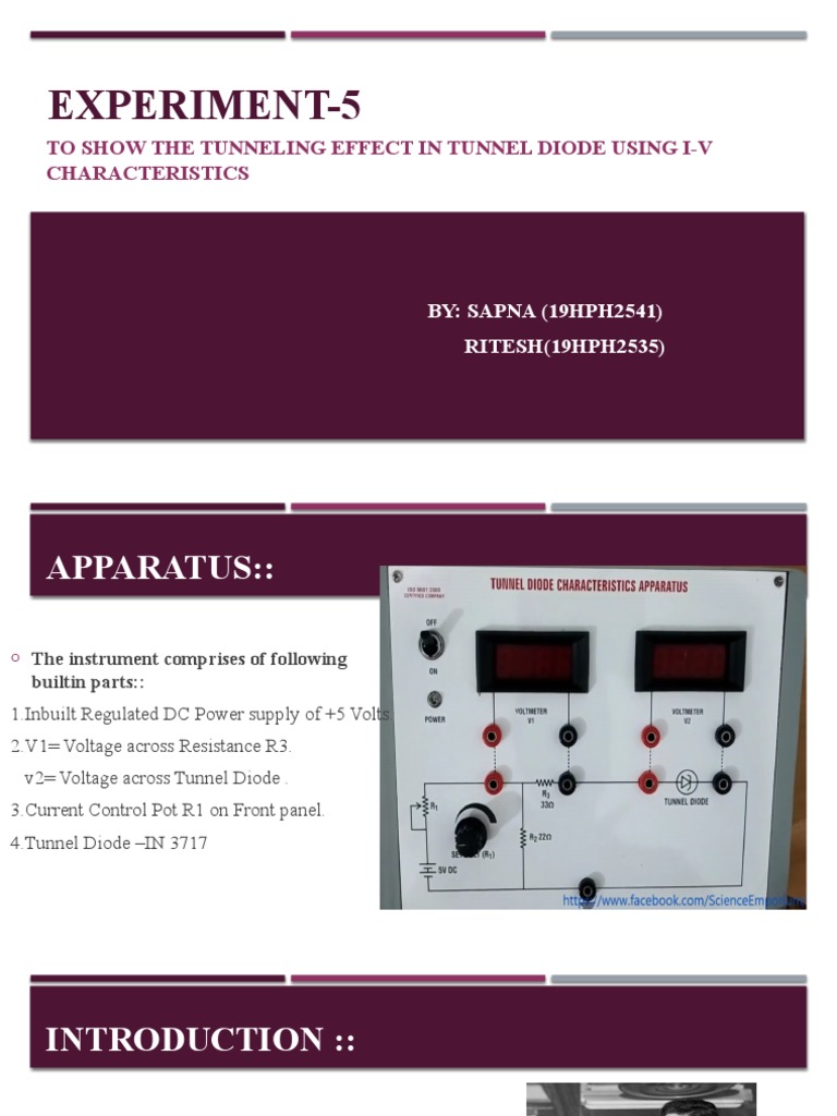 Experiment5 To Show The Tunneling Effect in Tunnel Diode Using IV
