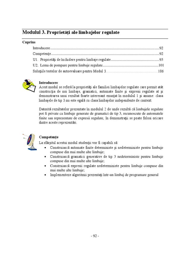 Modulul - 3 - Proprietati Ale Limbajelor Regulate | PDF