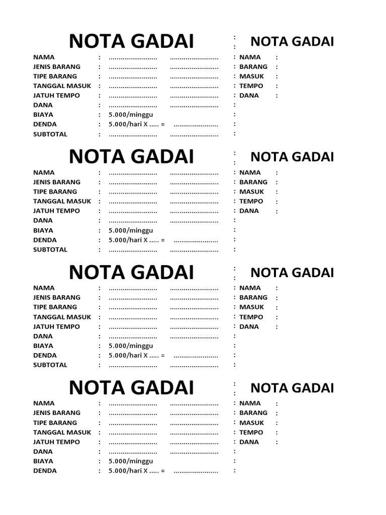 Nota Gadai Handphone dan Syaratnya | PDF | Griya & Taman