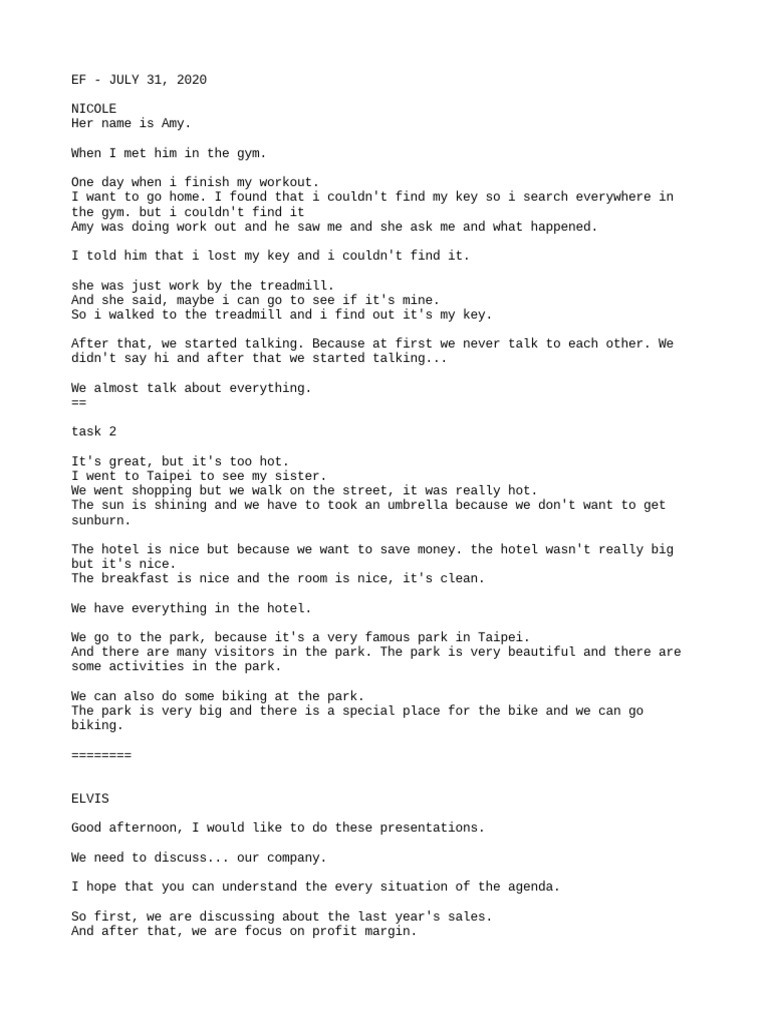 English Class Notes - ESL Learners | PDF