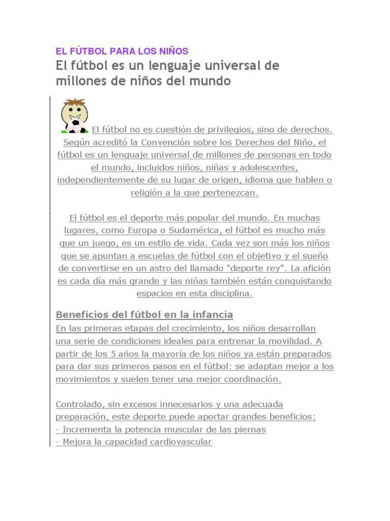 Fútbol: Lenguaje Universal Infantil | PDF | Asociación de Futbol | Deportes