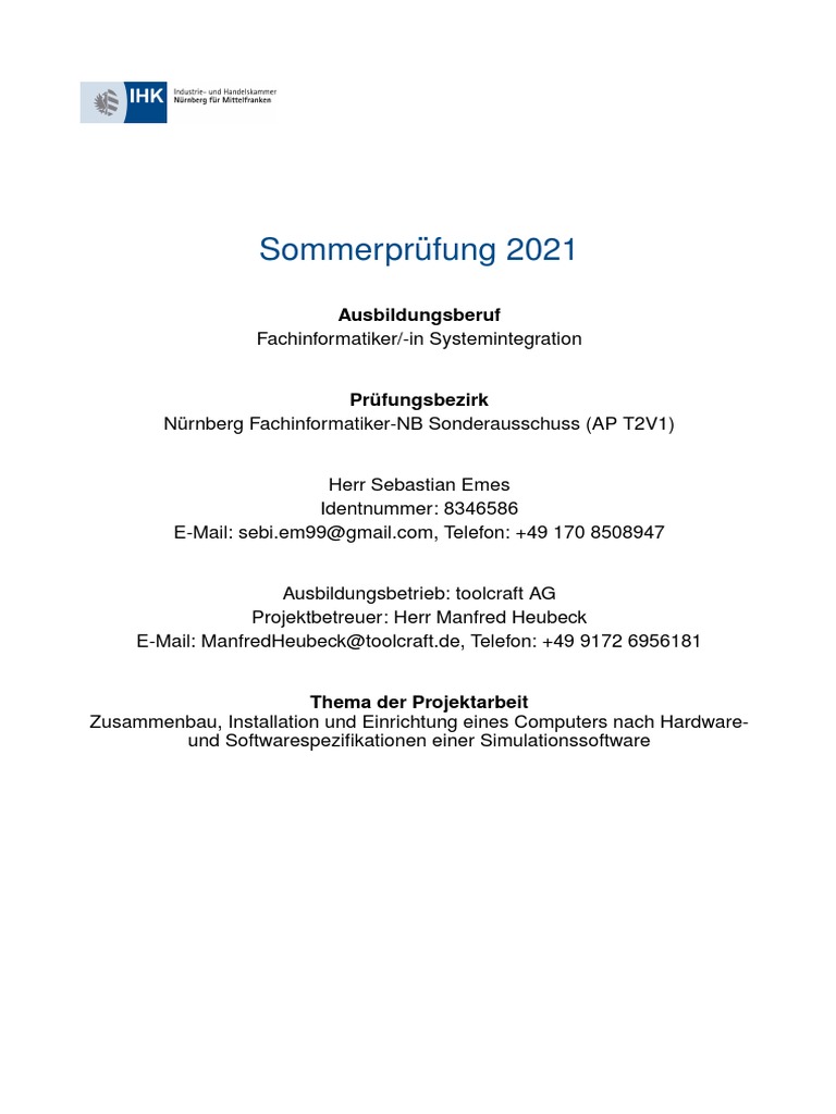 Projektantrag Fachinformatiker Systemintegration 2021 PDF