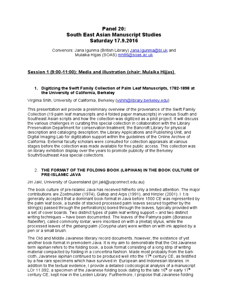 South East Asian Manuscript Studies 2016 | PDF | Books