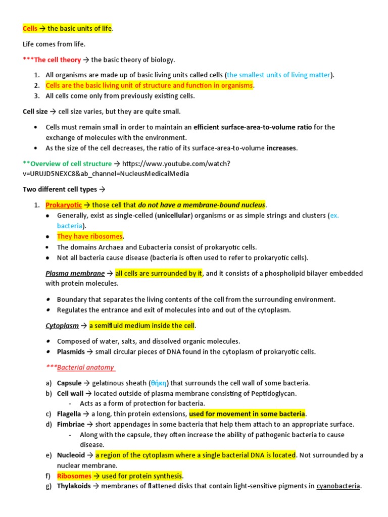Chapter 3 - Cell Structure and Function - Done | PDF | Cell (Biology ...