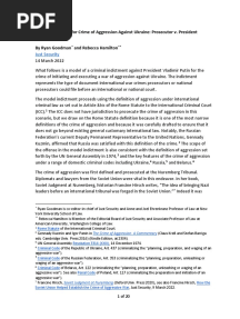 Model Indictment For Crime of Aggression Against Ukraine Prosecutor V President Vladimir Putin