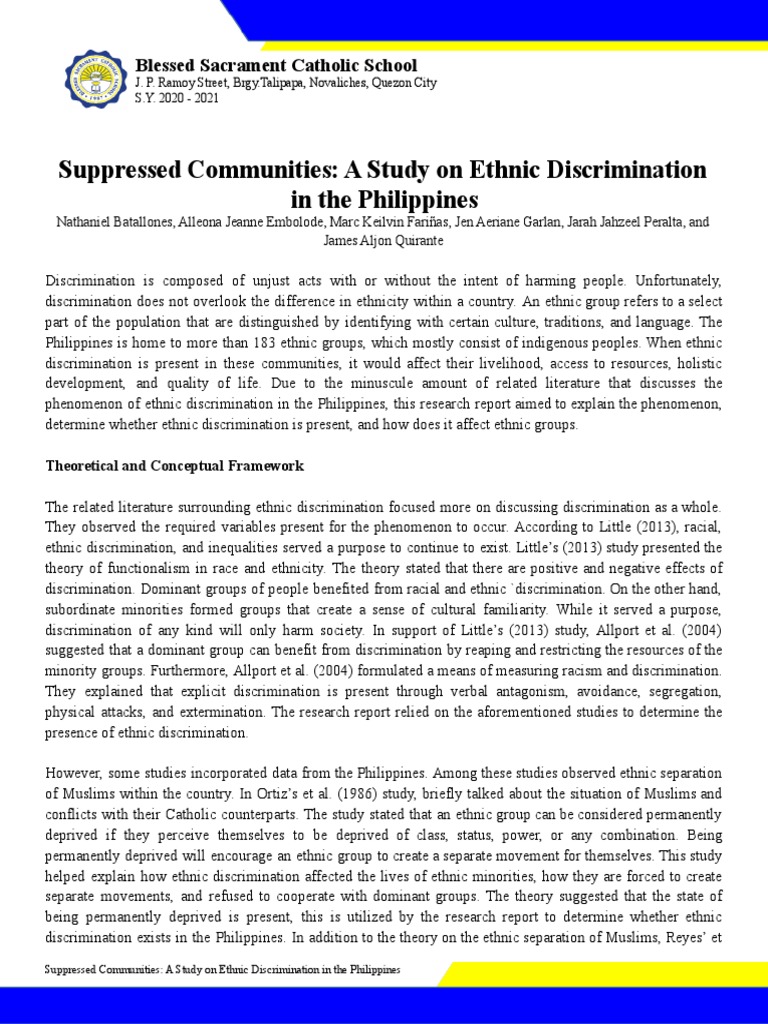 Suppressed Communities: A Study On Ethnic Discrimination in The ...