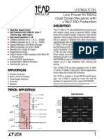 S Feature D Escriptio: LT1780/LT1781 Low Power 5V RS232 Dual Driver/Receiver With 15kV ESD Protection