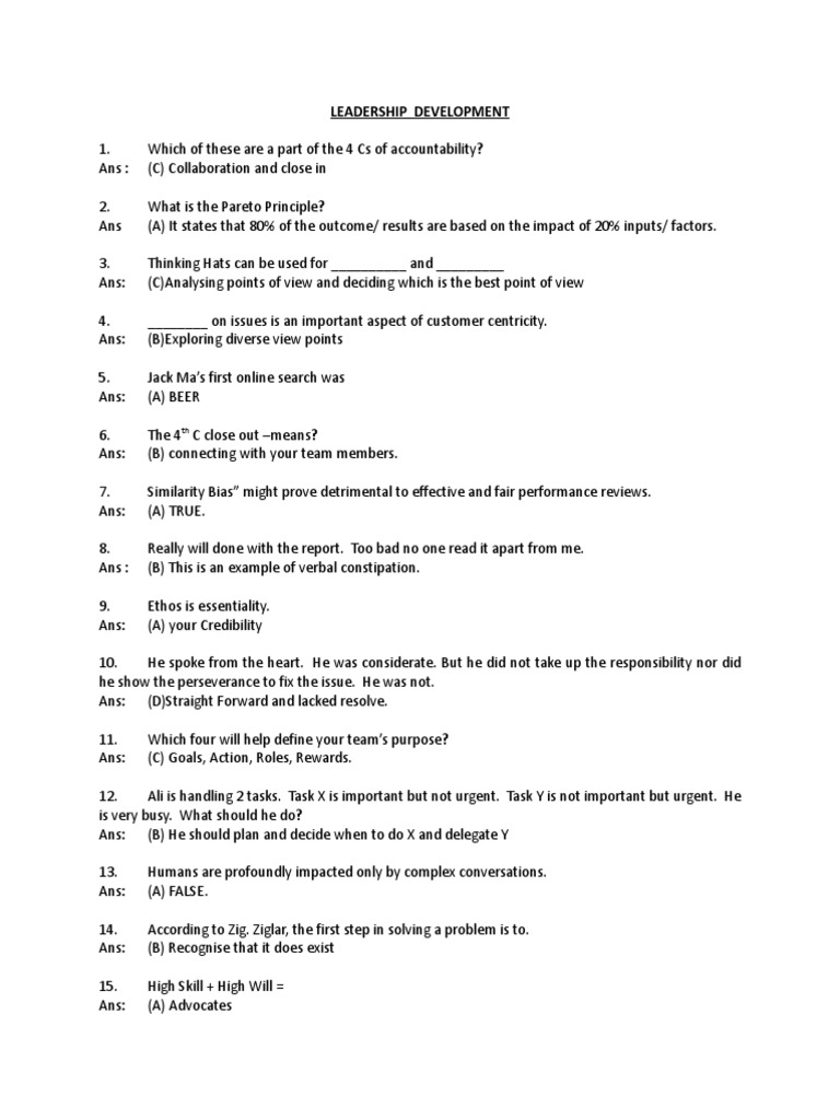 E-Lesson On Leadership Development | PDF | Goal | Thought