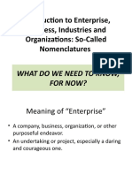 Introduction To Enterprise, Business, Industries