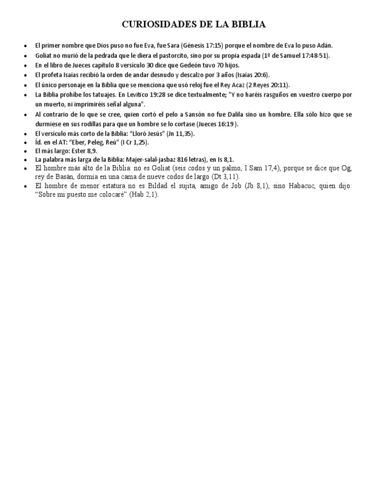 Curiosidades Fascinantes de la Biblia | PDF