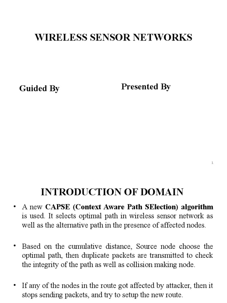 Wireless Sensor Networks: Guided by Presented by | PDF | Computers