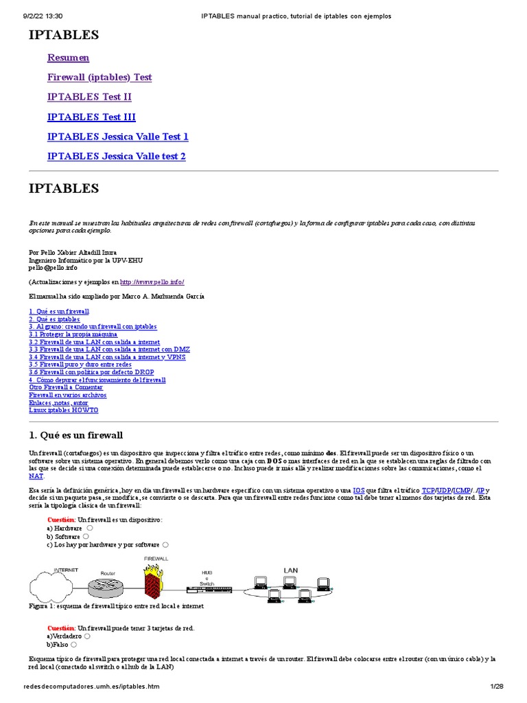 IPTABLES Manual Practico, Tutorial de Iptables Con Ejemplos | PDF ...
