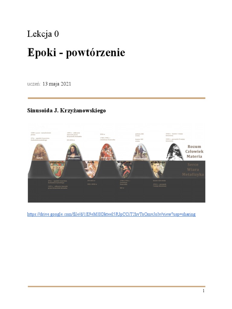 Lekcja 0. Epoki - Powtórzenie | PDF