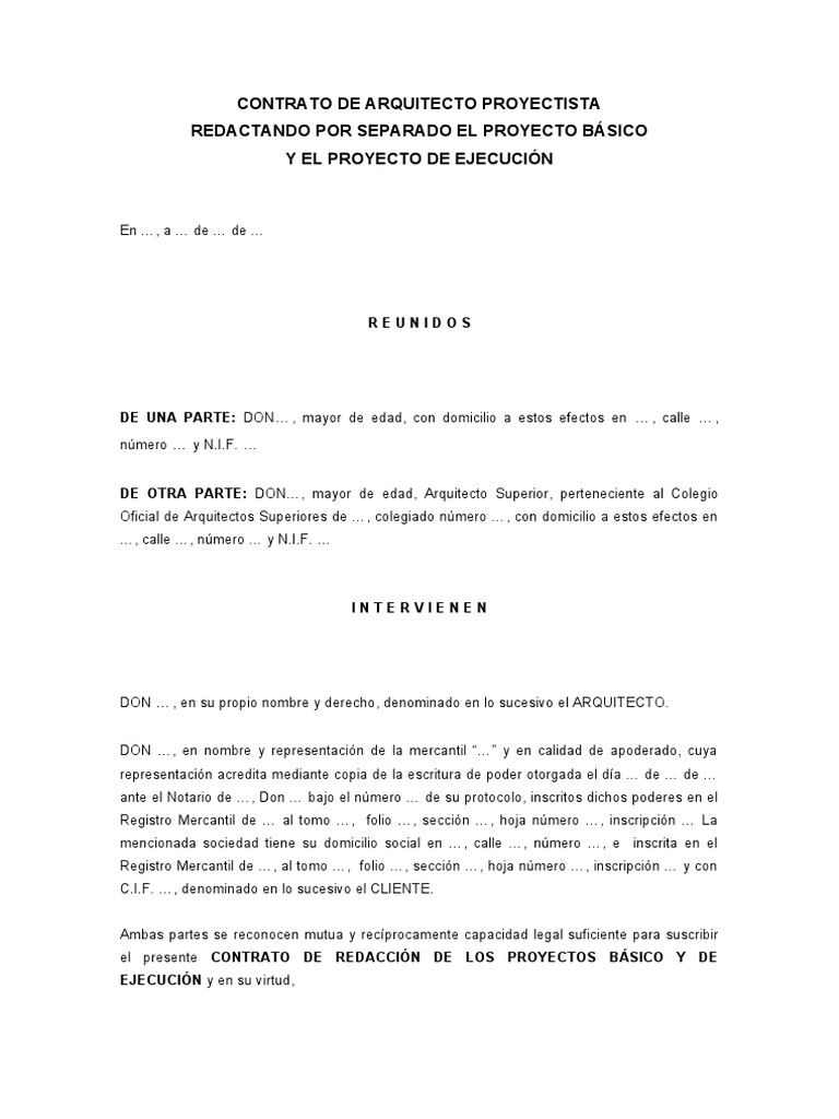 Contrato de Arquitecto Proyectista | PDF | Tecnología