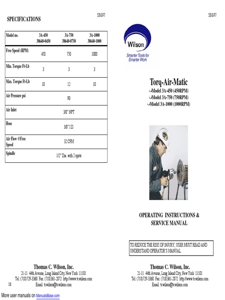 Wilson Air Compressor 3A-450 | PDF | Bearing (Mechanical) | Valve