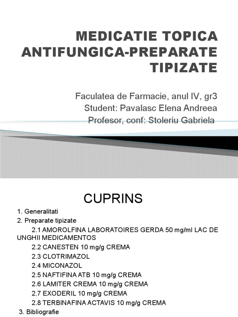 Medicatie Topica Antifungica-Preparate Tipizate | PDF