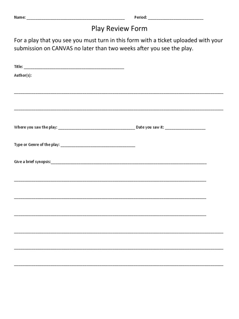 Play Review Submission Template | PDF | Games & Activities