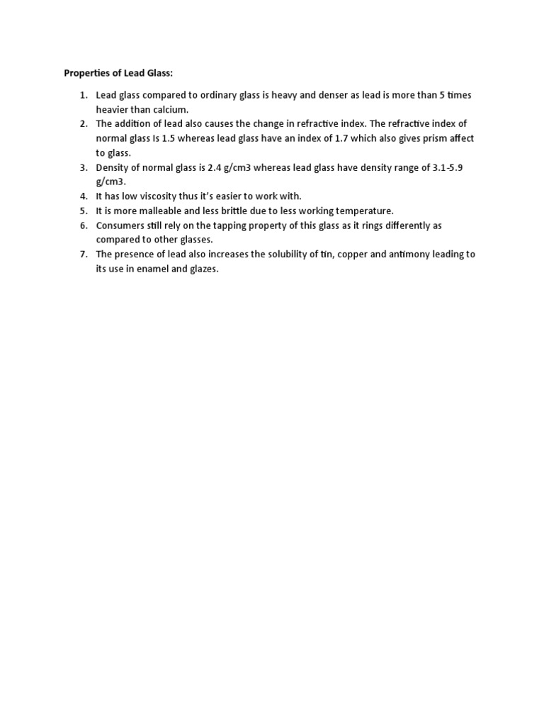 Properties of Lead Glass PDF