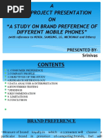 A Major Project Presentation ON "A Study On Brand Preference of Different Mobile Phones"