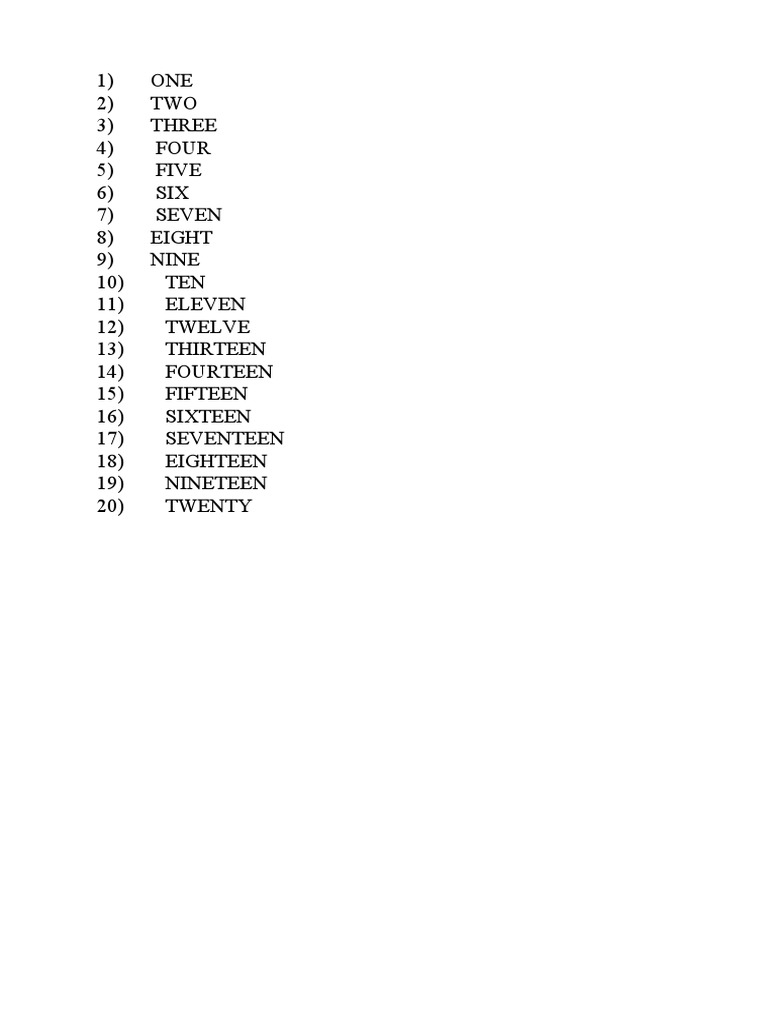Numbers Reference BLOCK CAPITAL | PDF