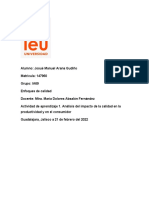 Actividad de Aprendizaje 1. Análisis Del Impacto de La Calidad en La Productividad y en El Consumidor - JosueManuel - AranaGudiño