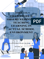 Field Study 1: Observations of Teaching Learning in Actual School Environment