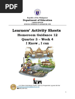 Learners' Activity Sheets: Homeroom Guidance 12 Quarter 3 - Week 4 I Know, I Can