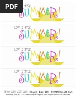Summer Water Bottle Labels