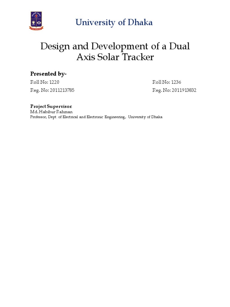 Design and Development of A Dual Axis Solar Tracker | PDF | Solar ...