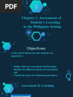 Chapter 1: Assessment of Student's Learning in The Philippine Setting