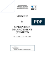Operation Management (CBMEC2) : Module 1/lesson 2-3/week 2-3