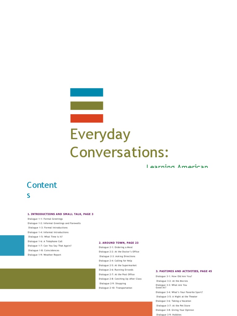 Everyday Conversations:: Learning American English | PDF | Question ...