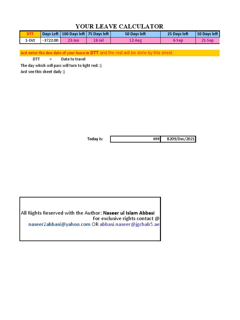 Leave Duration Calculator Tool | PDF