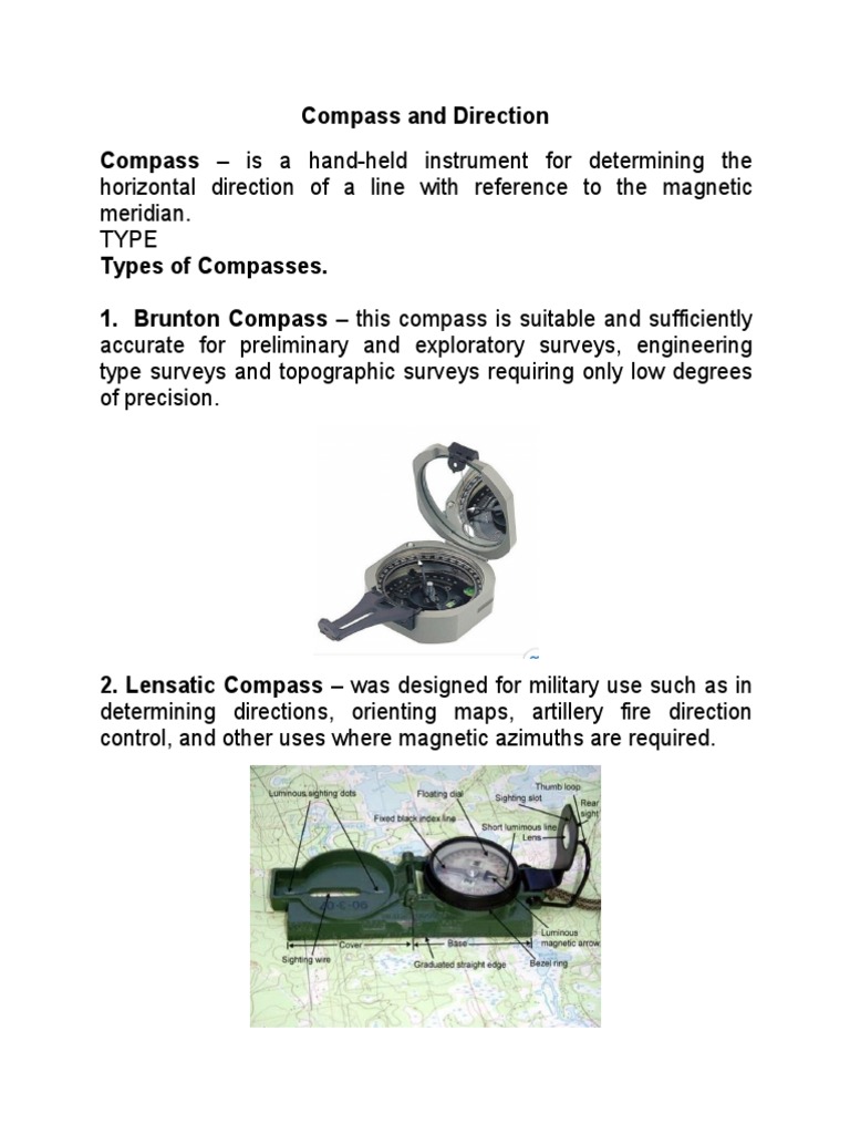 Compass Types and Error Sources | PDF | Compass | Surveying
