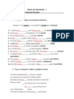 Prova de português conjugação verbos presente indicativo