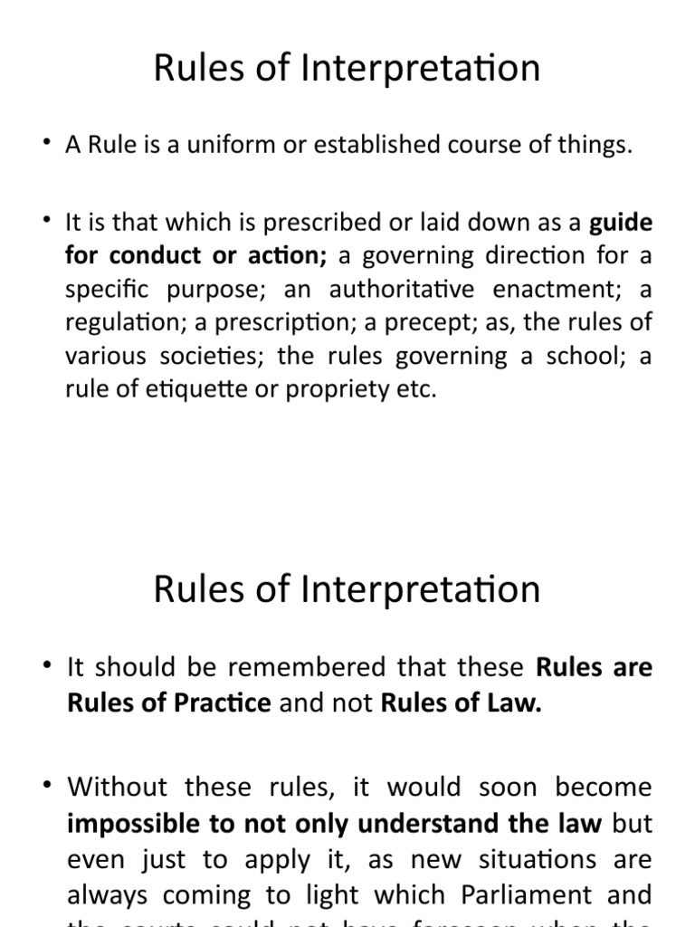 Literal Rule or Strict Rule of Interpretation PDF Plain Meaning