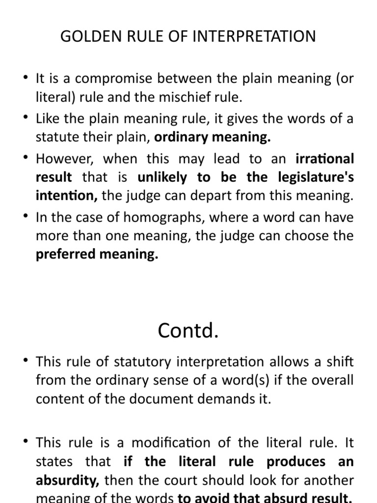 Golden Rule PDF Plain Meaning Rule Common Law