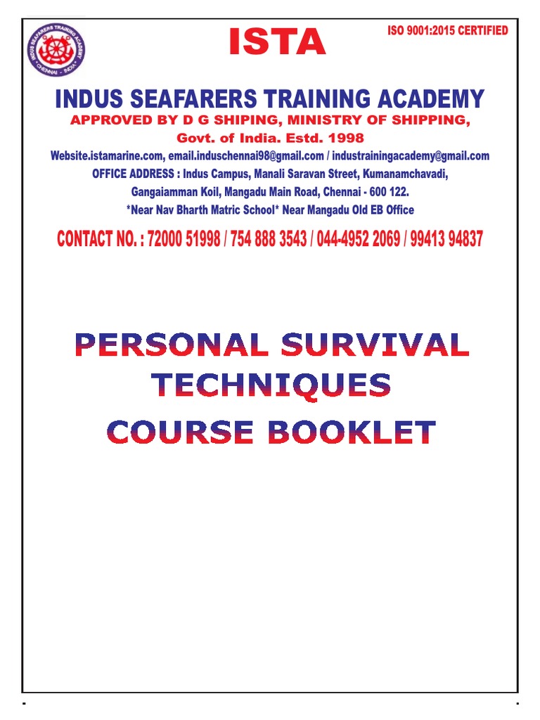 Personal Survival Techniques Course Booklet: Training Seafarers to ...