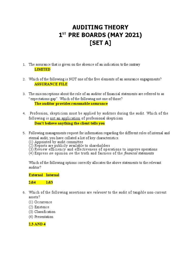AUDITING THEORY | PDF | Audit | Internal Control