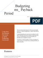 Capital Budgeting Decisions - Payback Period: Dr. James Mathew