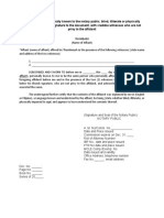 Jurat - Affiant Is Personaly To The Notary Public Blind, Illiterate or Physically Impaired To Affix Signature With Credible Witnesses Not Privy To The Affidavit