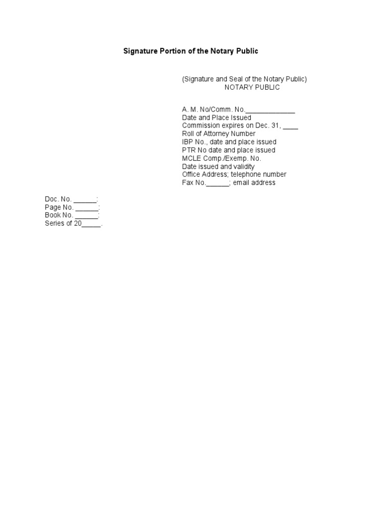 Signature Portion of The Notary Public | PDF