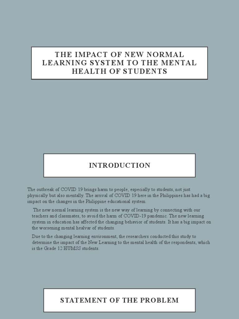 Mental Health Effects of New Learning System | PDF | Learning ...