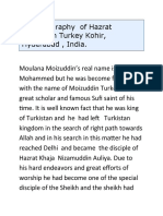 Brief Biography of Hazrat Moizuddin Turkey